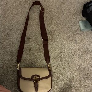 Coach Beige and Brown Two-Tone Crossbody Bag